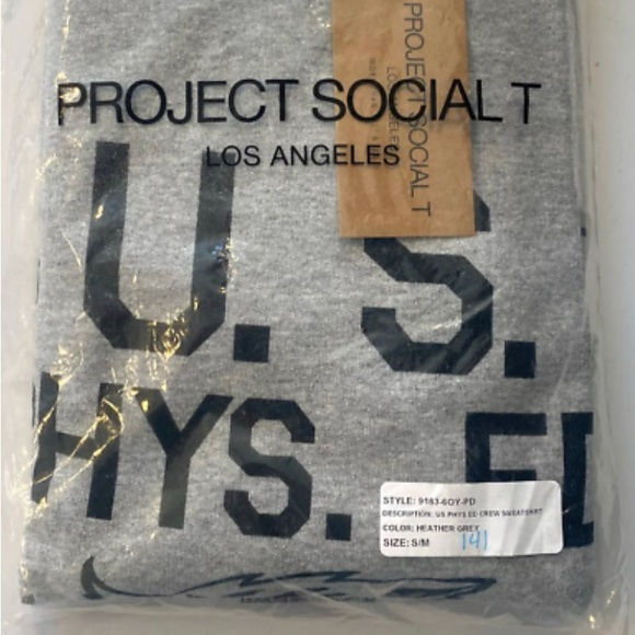 Project Social T US PHYS ED Tiger Wildcat Sweatshirt Heathered Gray S/M NWT - Picture 2 of 6